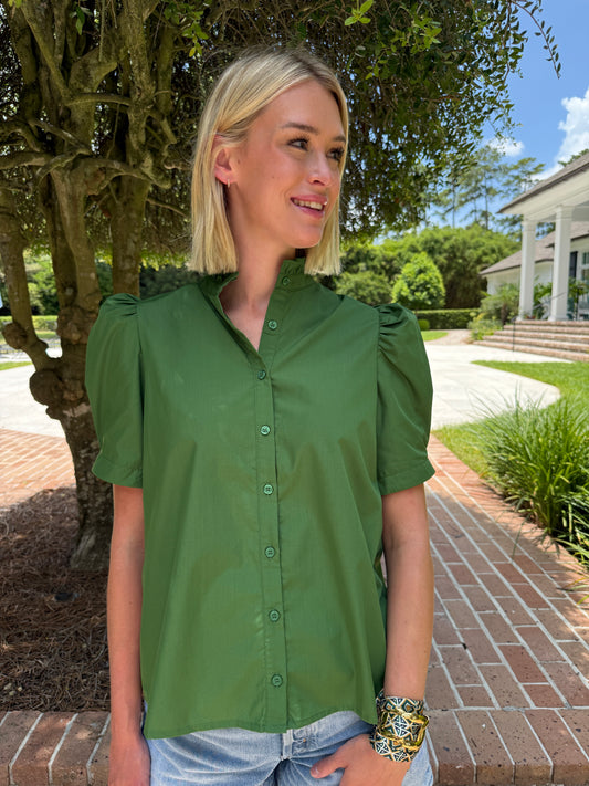 Cannon Buttoned Top- Green