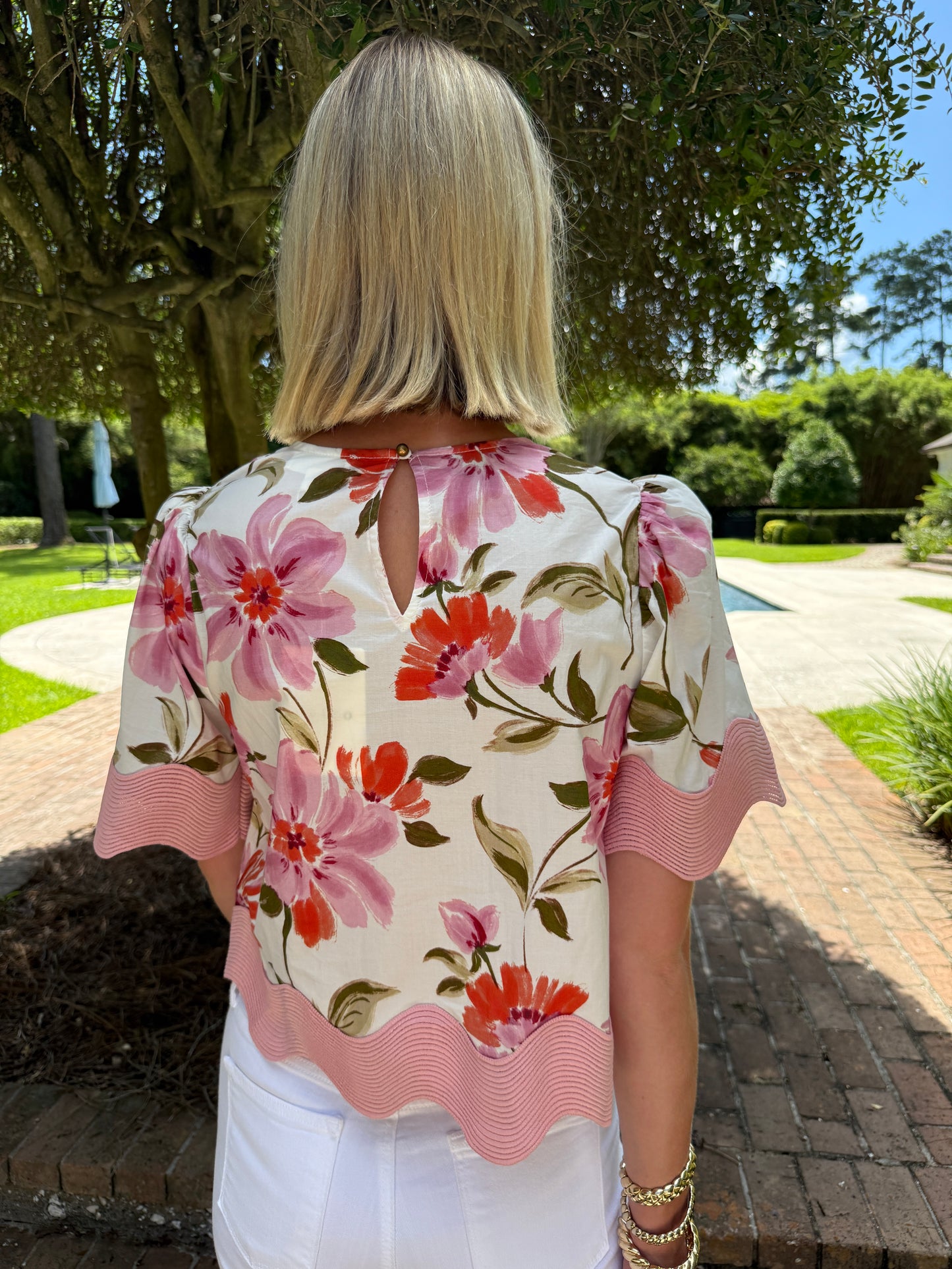 Devin Floral Scalloped Top