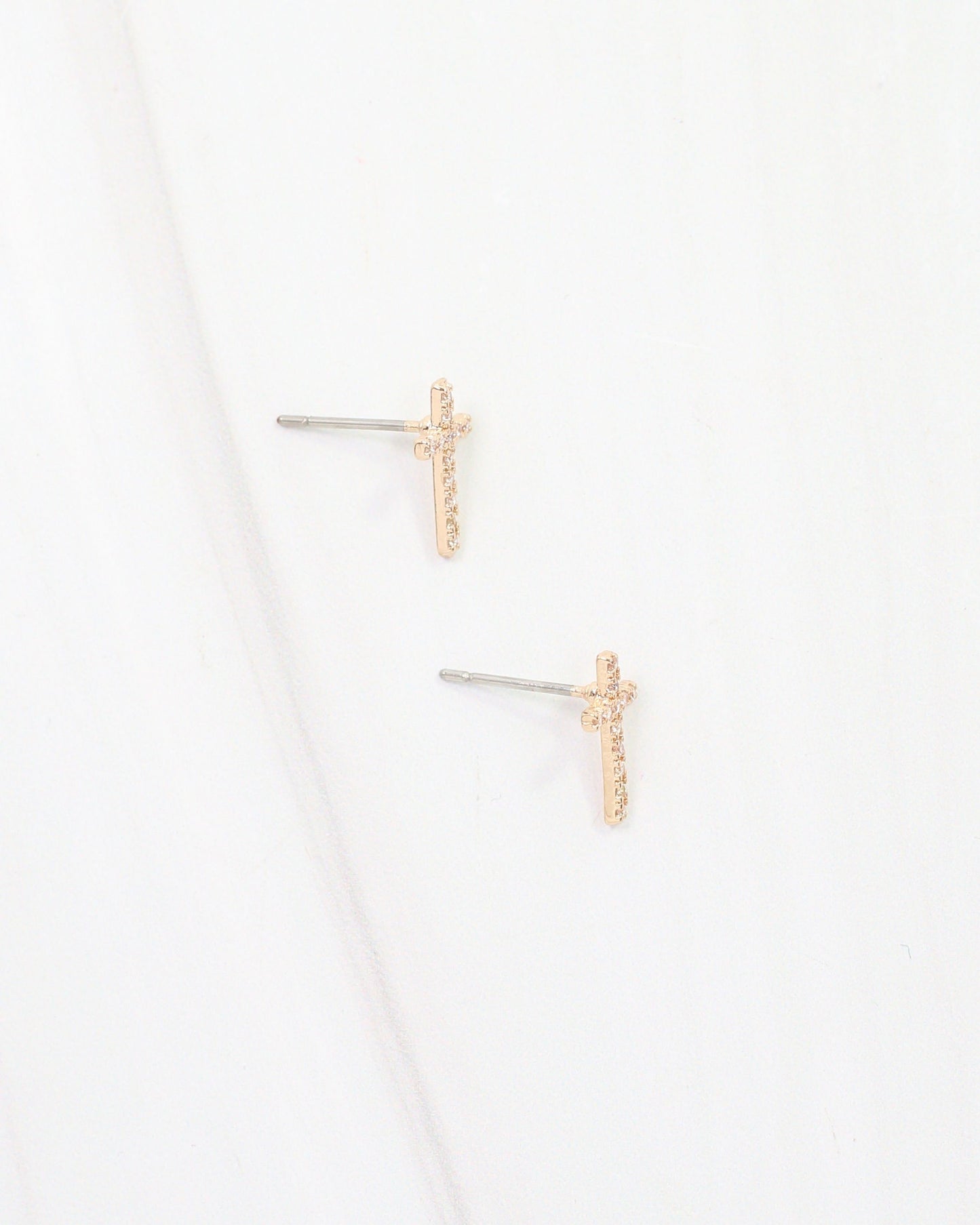 Colorado Cross and Crystal Stud Earring Gold