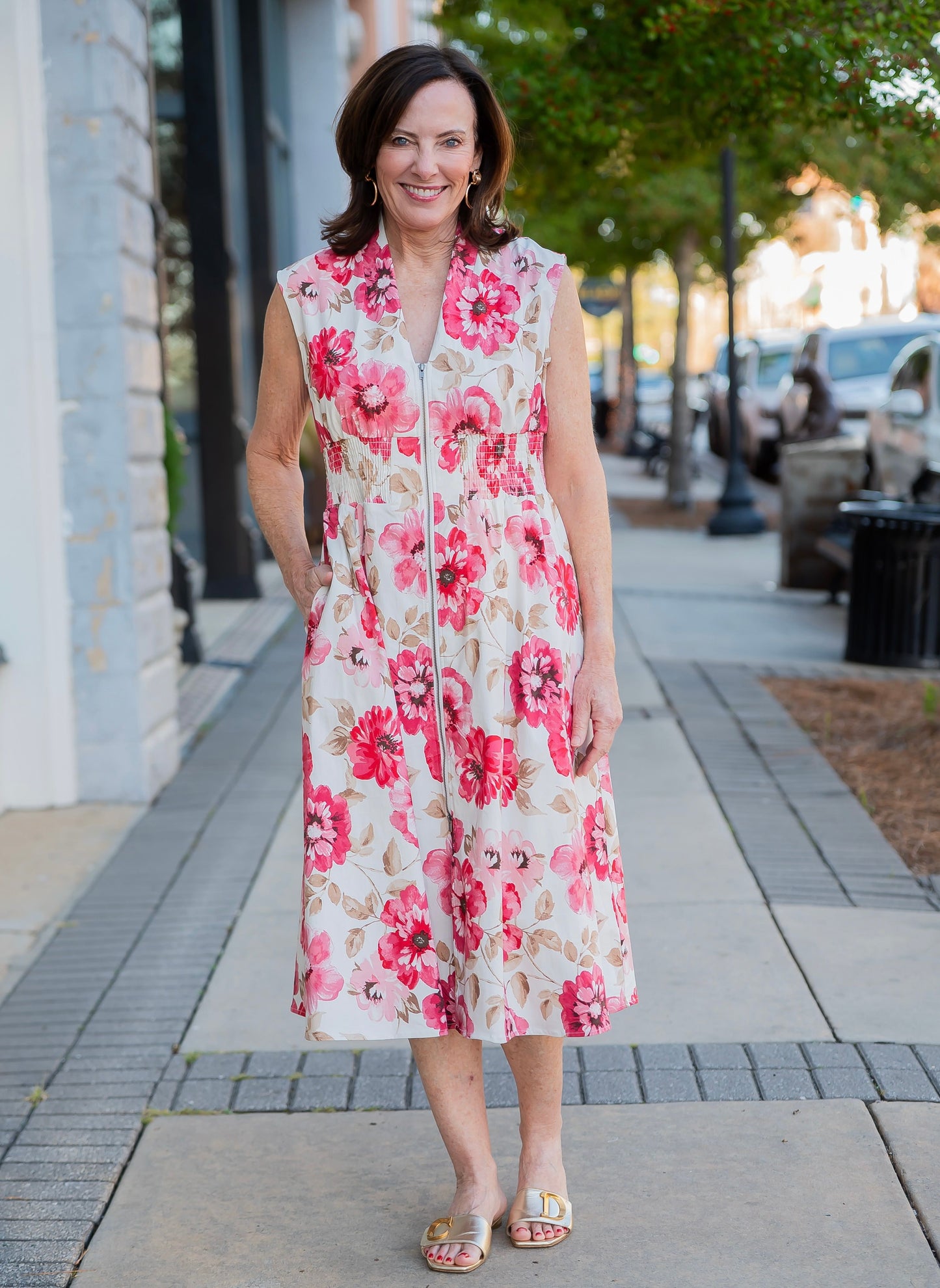 Camille Floral Print Zip Down Dress