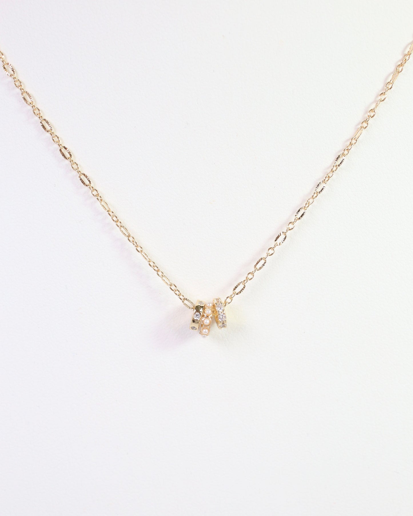 Asbury Rondelle Charm Necklace WR Gold