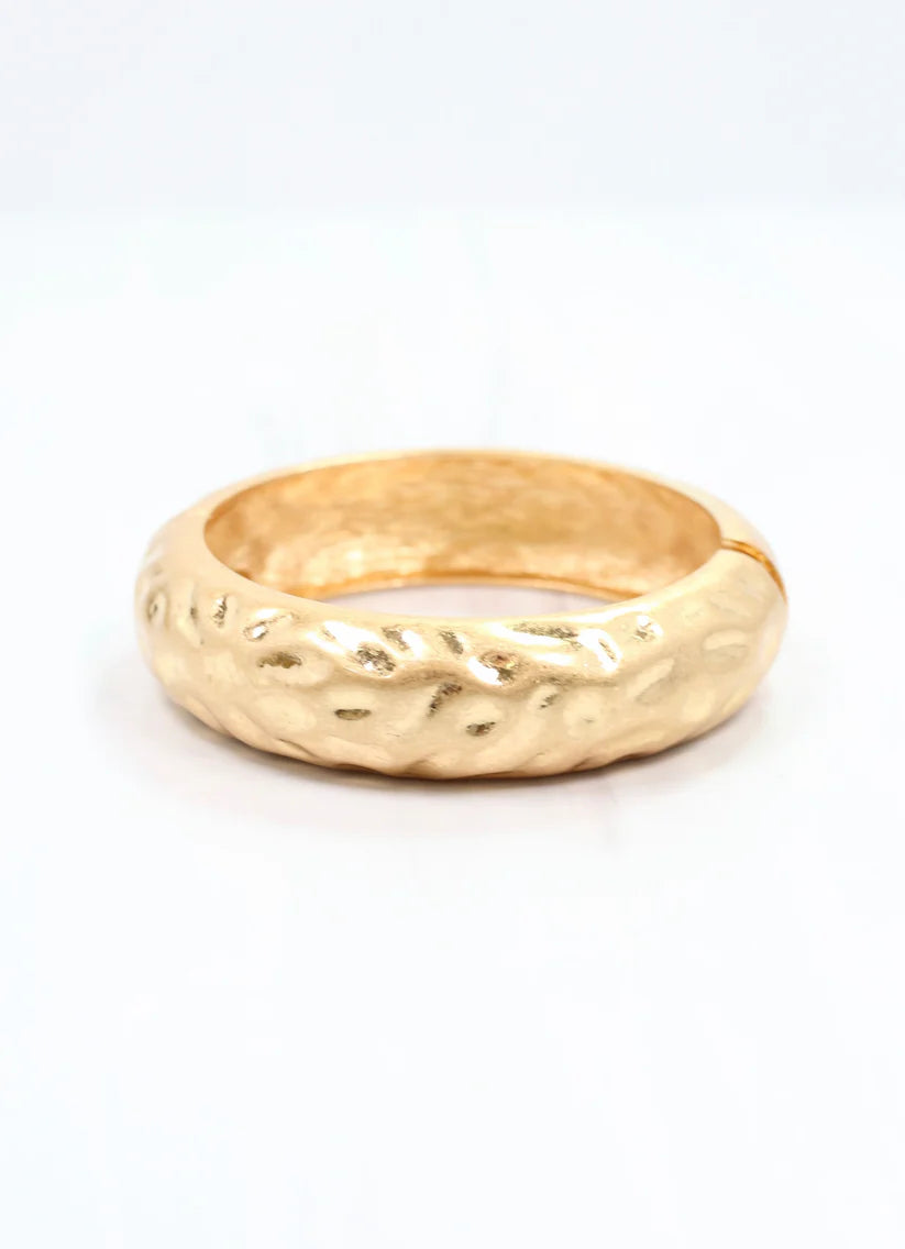 Aries Hammered Cuff Bracelet WORN GOLD