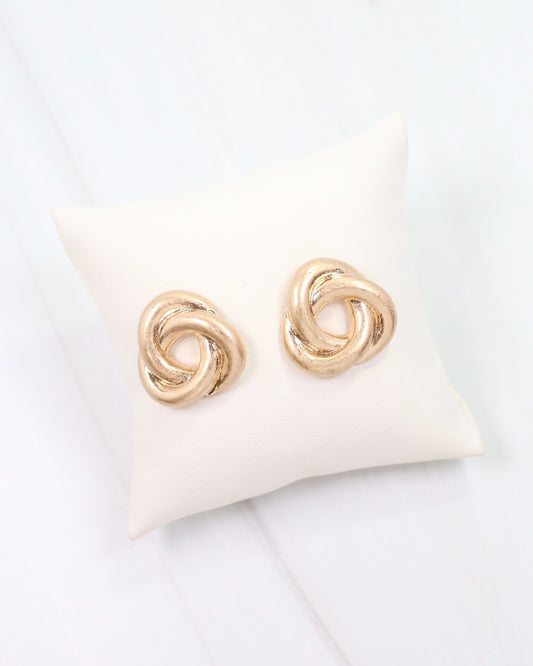 Osprey Open Knot Earring Worn Gold