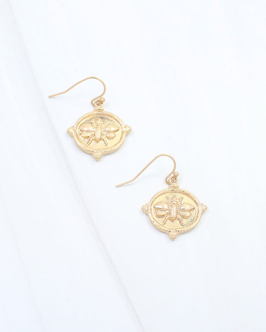 Lois Bee Embossed Earring Worn Gold