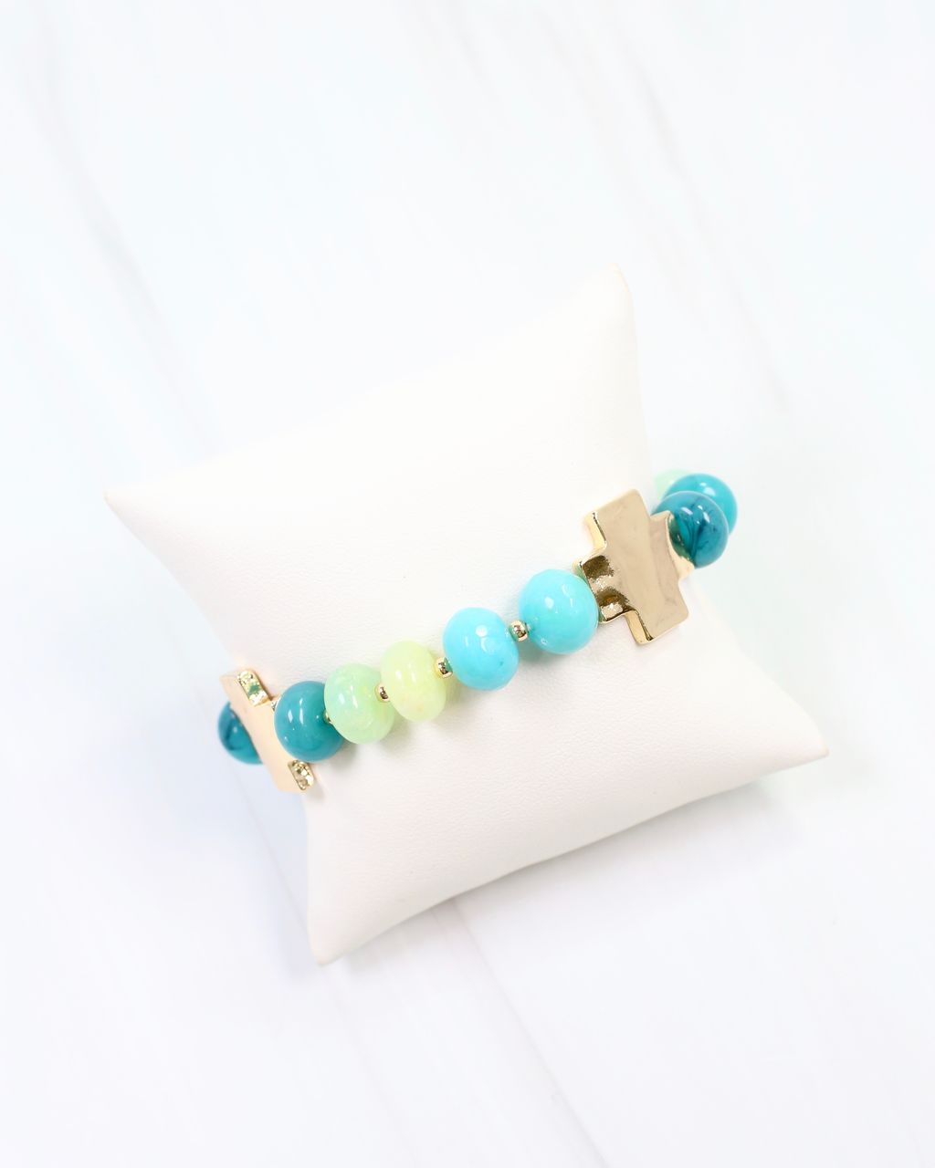 Berkeley Stone Beaded Cross Bracelet Turquoise