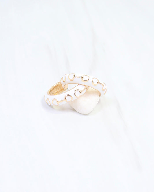 Kaylene Horsebit Hoop Earring White