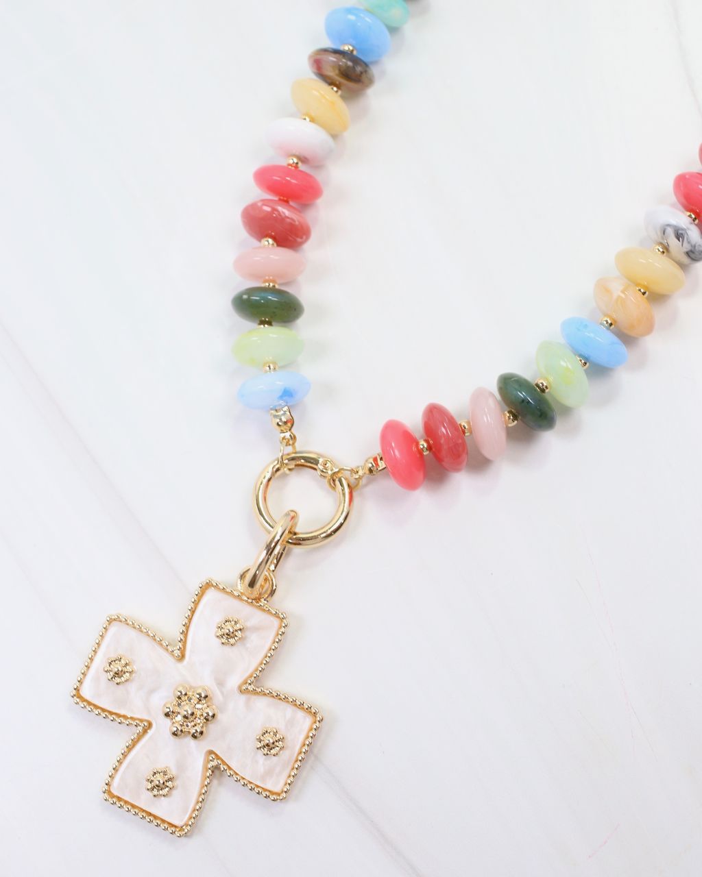 Carol Small Cross Charm Mother Of Pearl