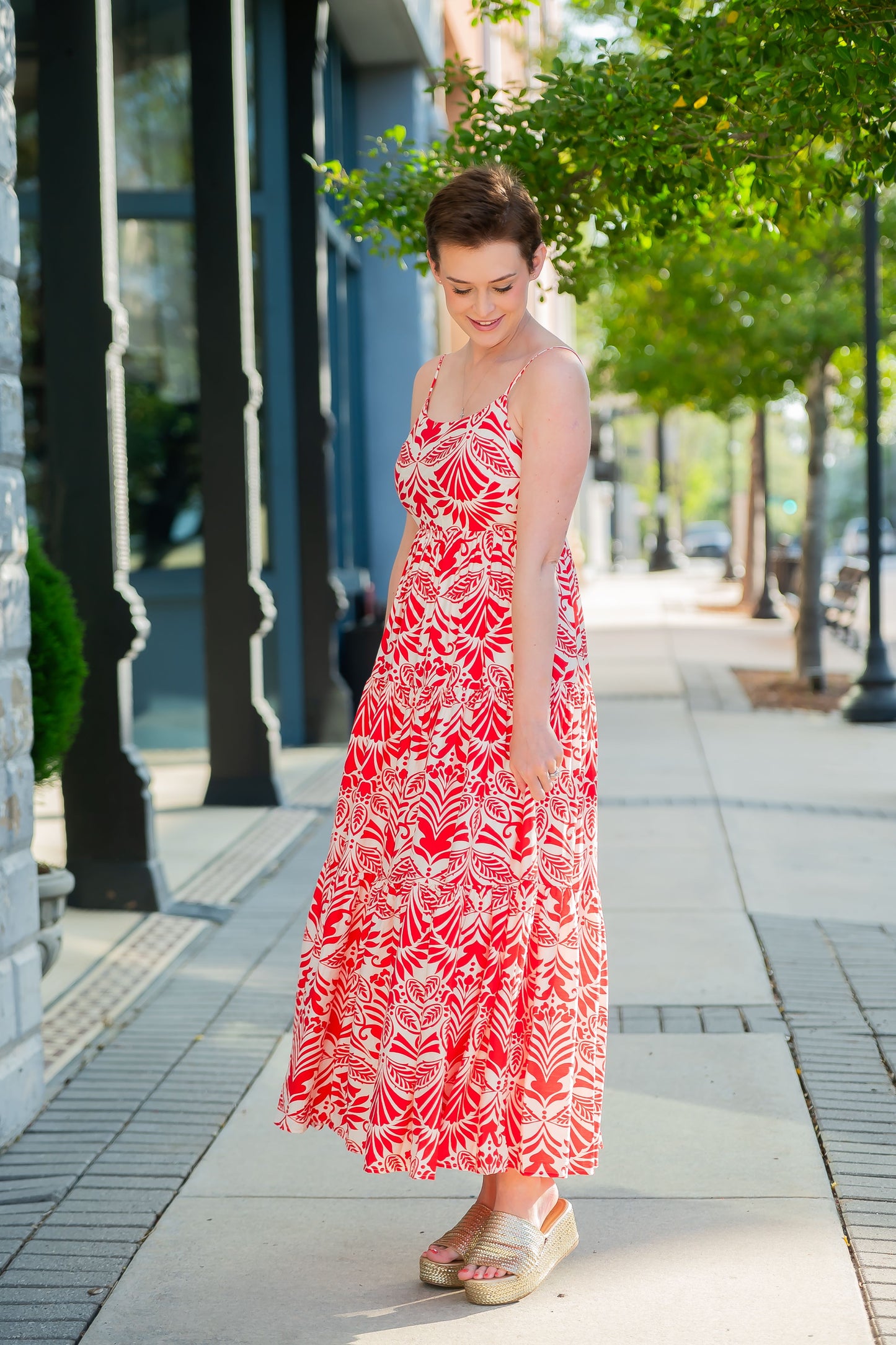 Carlsbad Tropical Print Tiered Maxi Dress