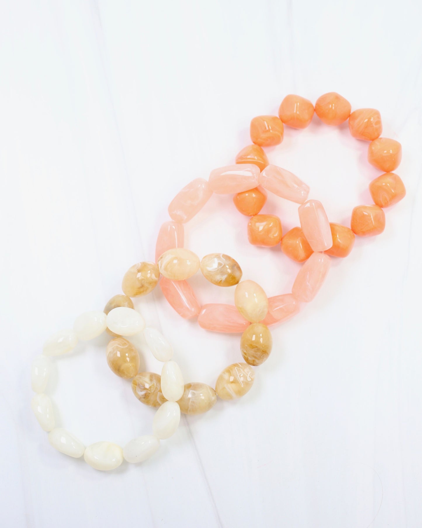 Joplin Marble Beaded Bracelet Set Coral