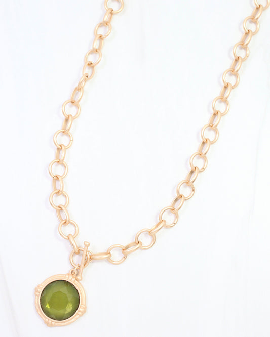 Simms Stone Toggle Necklace Olive
