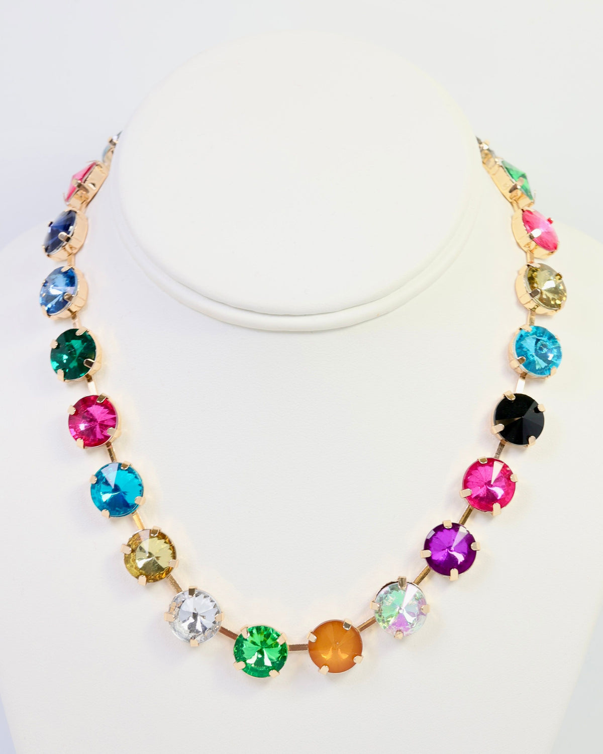 Shalimar Large Rhinestone Necklace Dark Multi