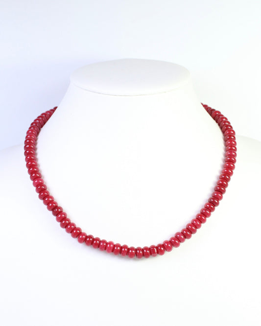 Gisela Stone Beaded Oval Clasp Necklace Burgundy
