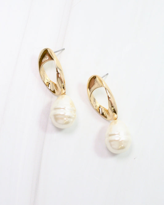 Princess Gold and Pearl Drop Earring Gold