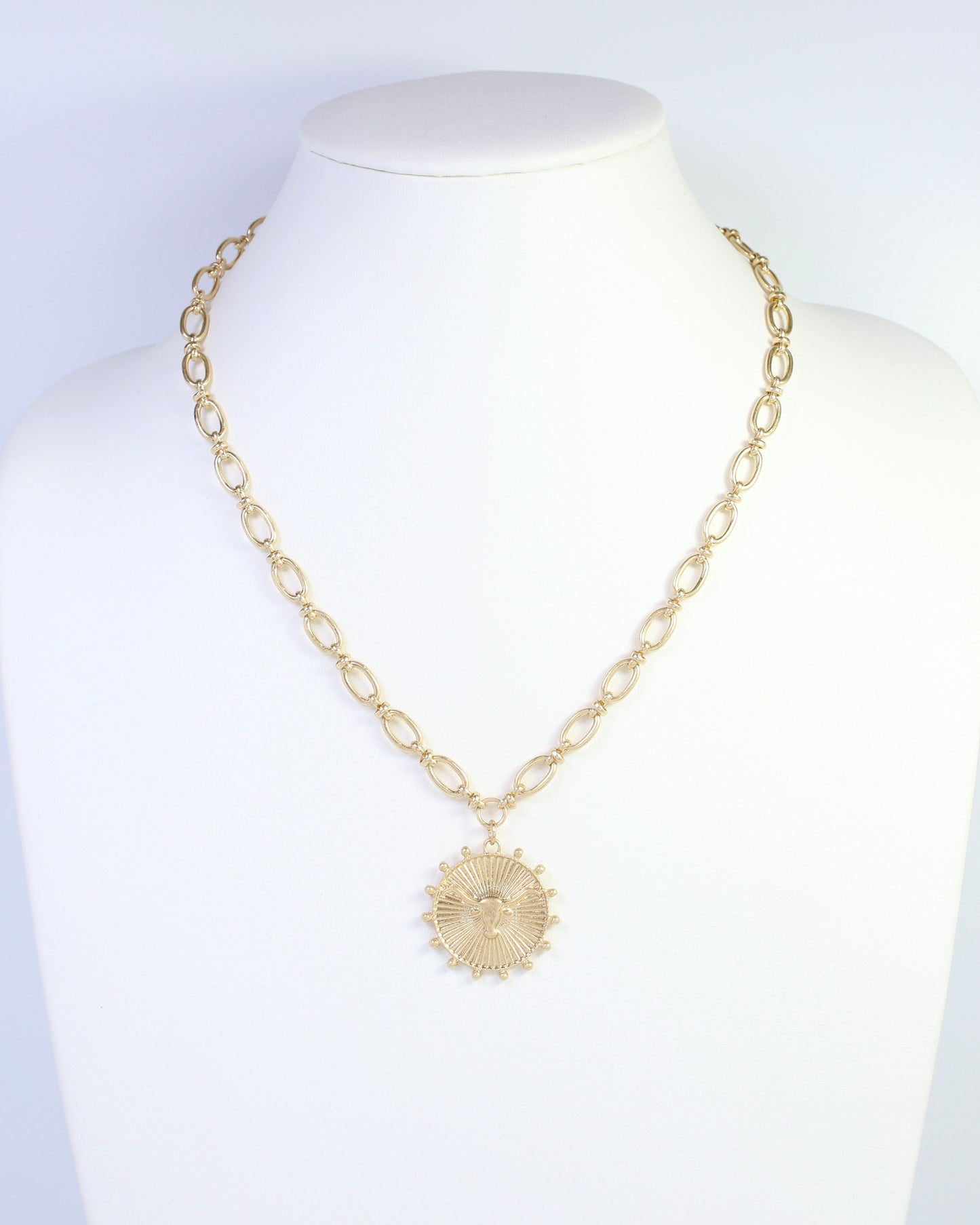 Carmen Coin Necklace Bull Worn Gold