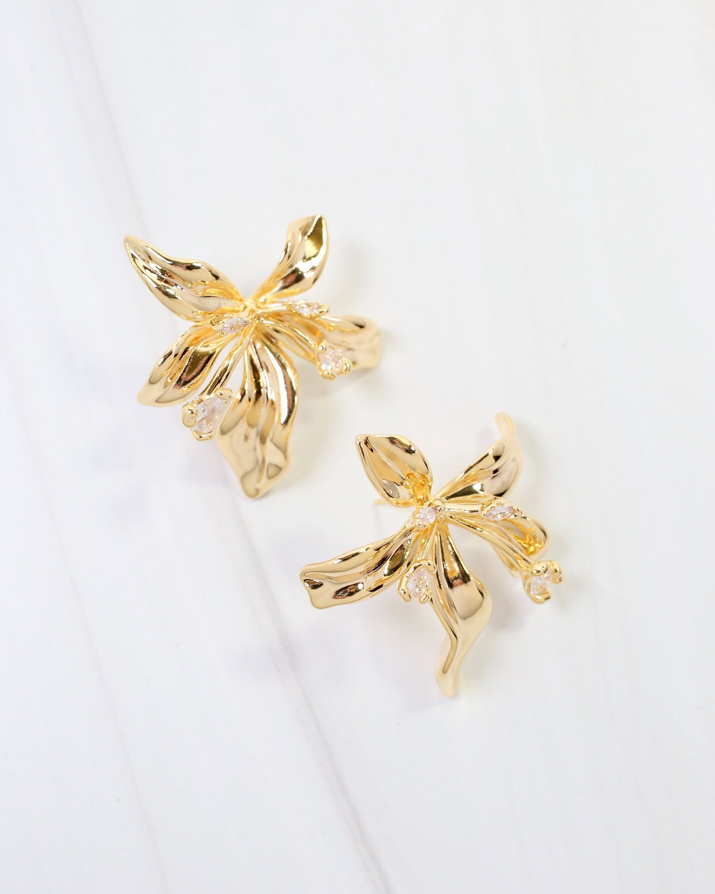 Millburn CZ Flower Earring WR Gold