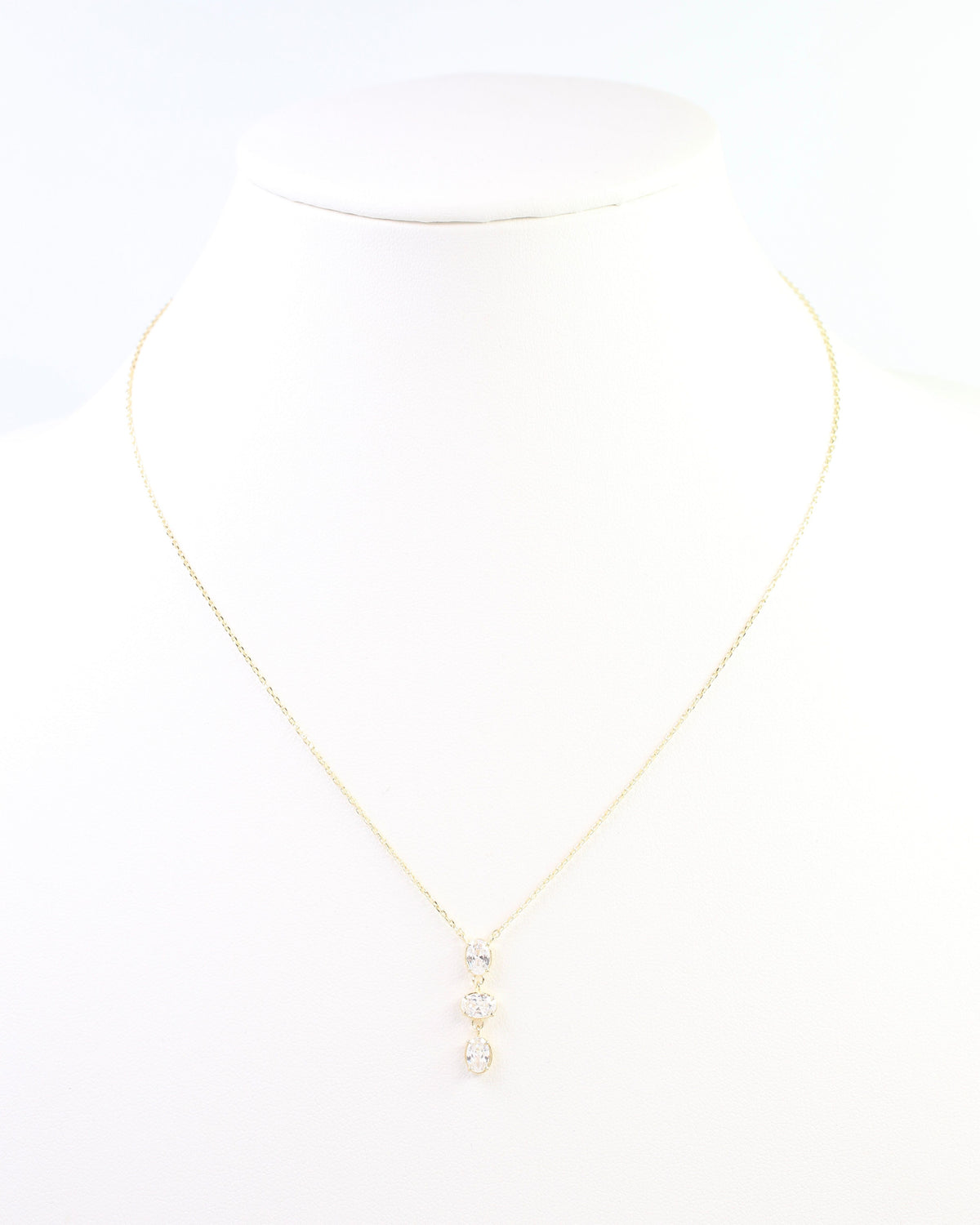 Cosette Oval CZ Drop Necklace WR Gold