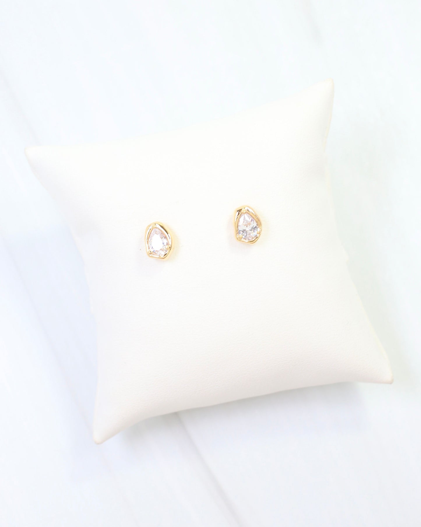 Mackenzie Tear Drop CZ Stud Earring WR Gold