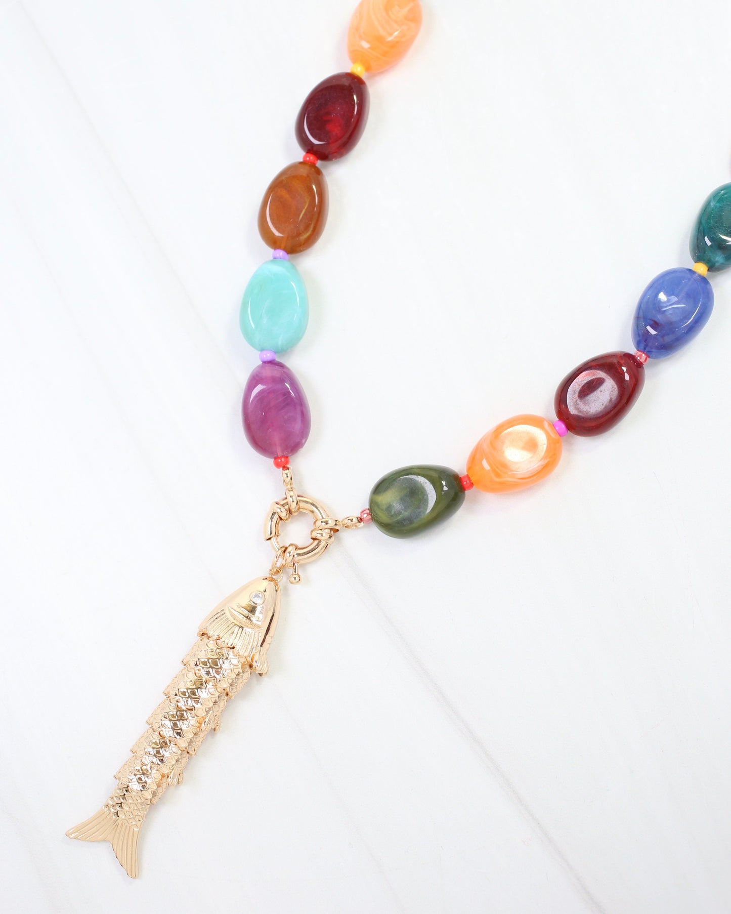 Frida Fish Beaded Necklace Multi