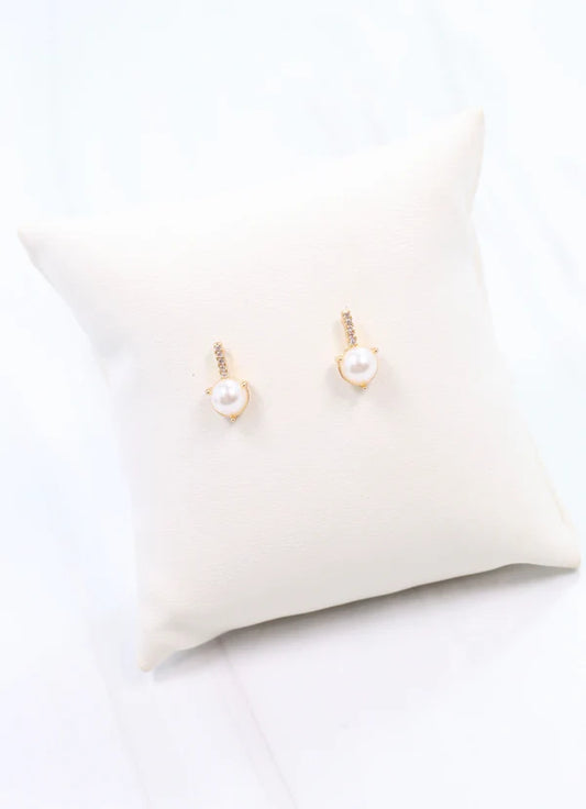 Kane Pearl and CZ Earring Gold