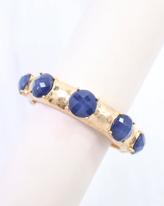 Mazie Faceted Stone Stretch Bracelet Navy