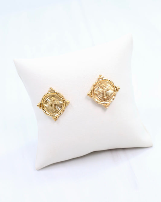 Capitola Cross Stud Worn Gold