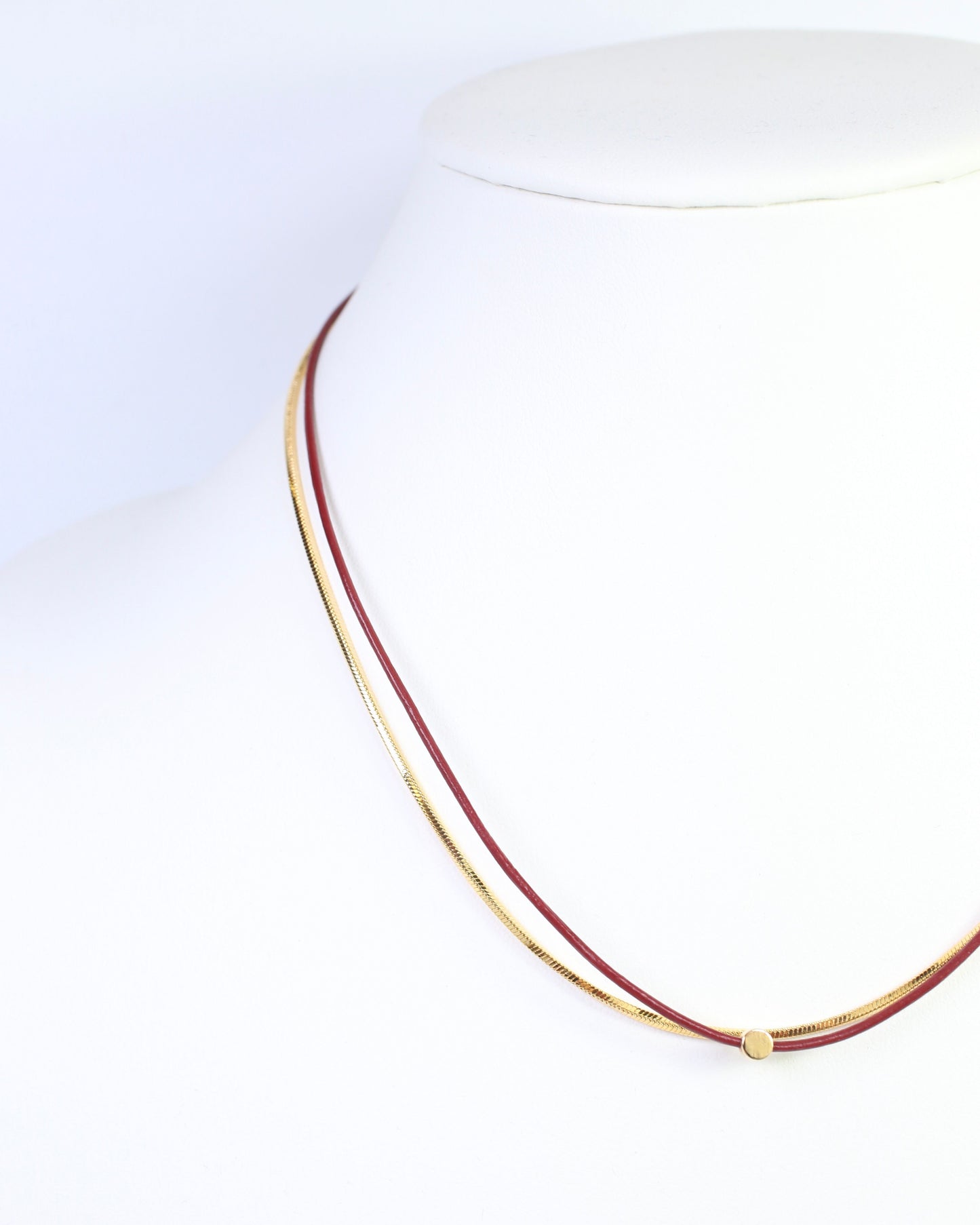 Paula Cord and Chain Layered Necklace Burgundy