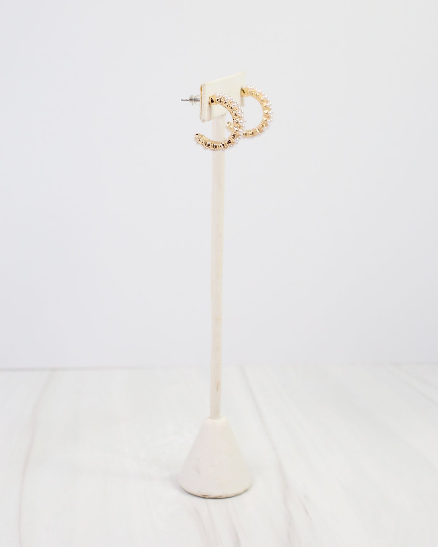 Morganton Pearl Pave Hoop Earring Gold