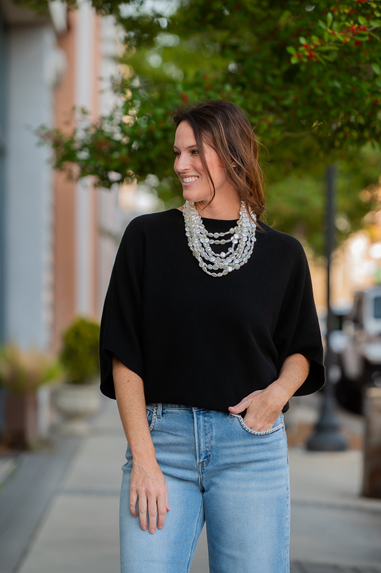 Charlotte Dolman Sleeve Sweater-Black