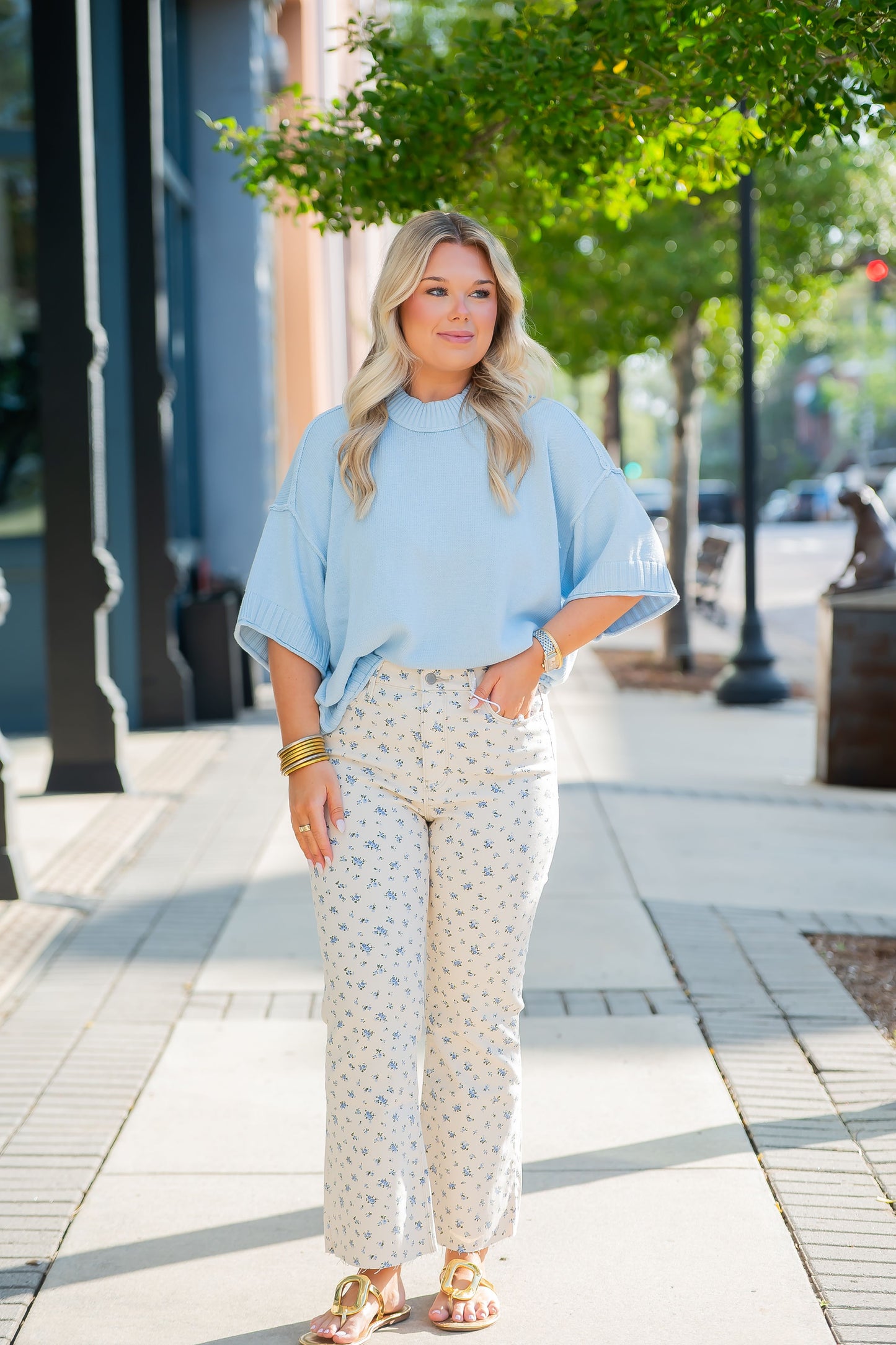 High Rise Crop Flare-Flower Print