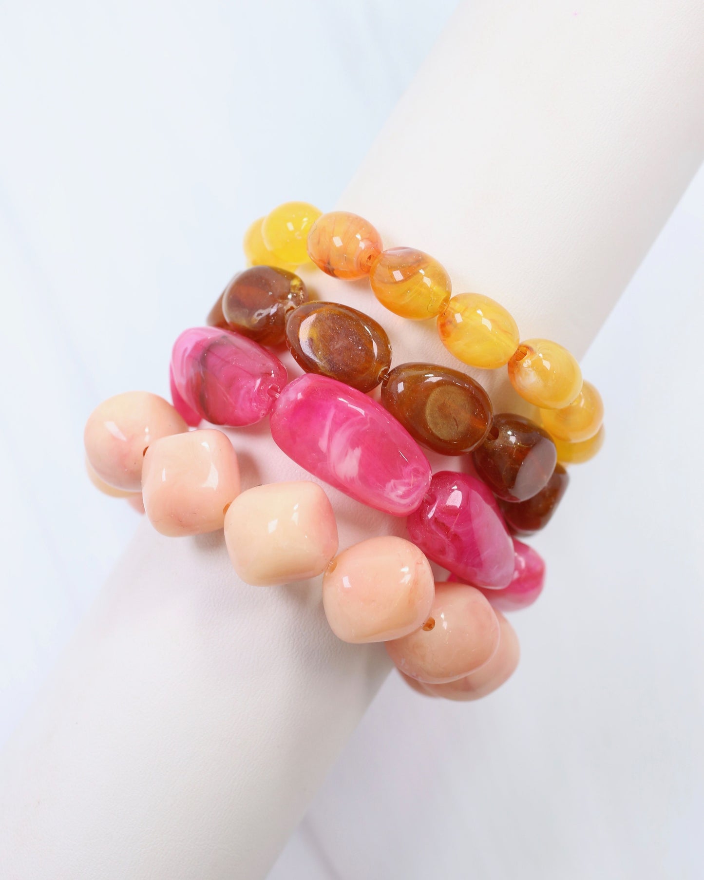 Joplin Marble Beaded Bracelet Set Pink