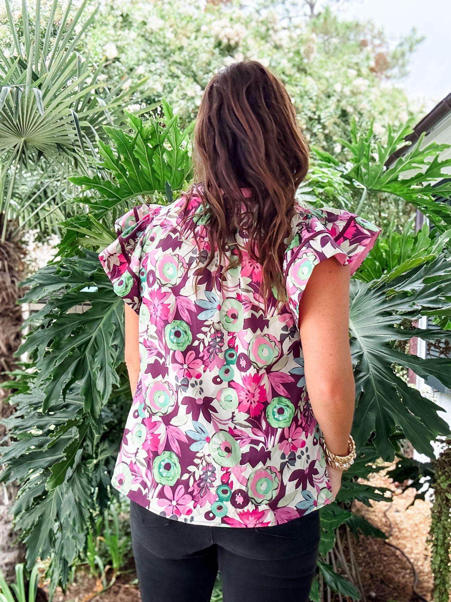 Plum Floral Print Top