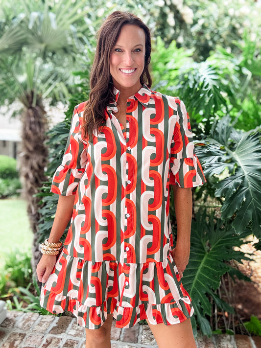 Marsha Retro Print Dress
