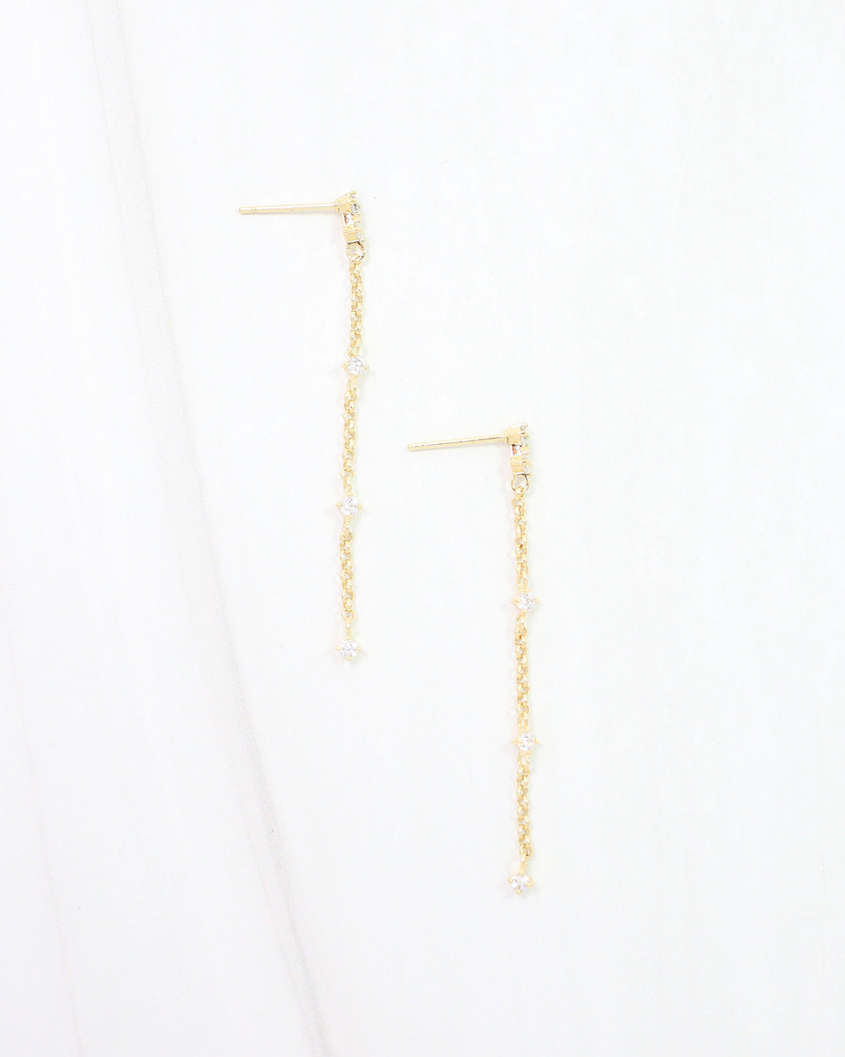 Jimmy K CZ Linear Drop Earring WR Gold