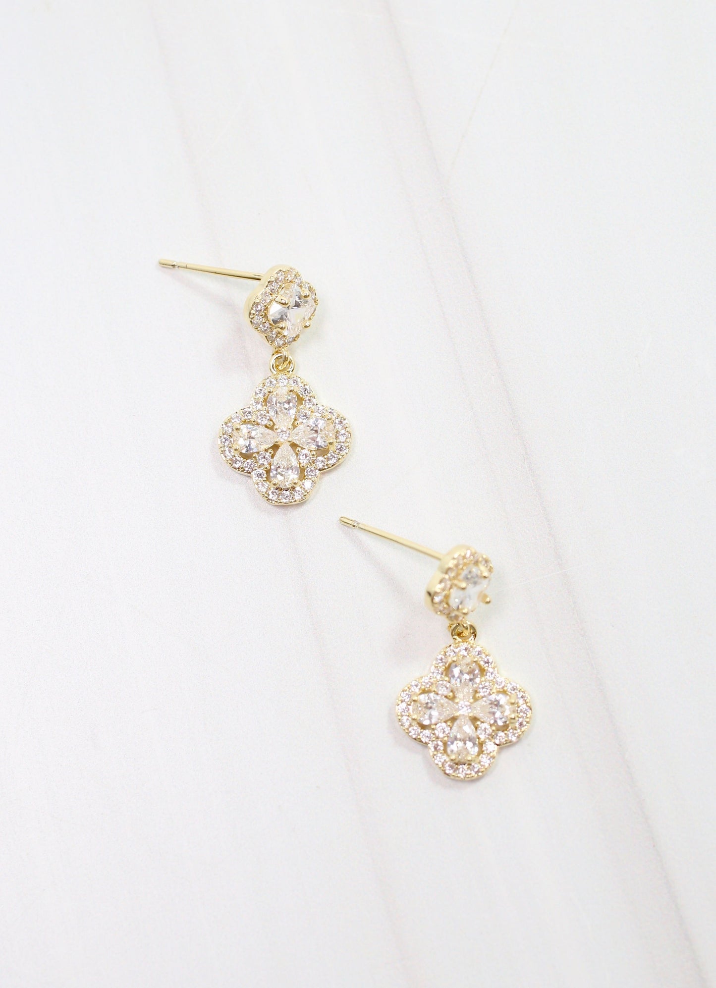 Rohan CZ Clover Drop Earring Clear