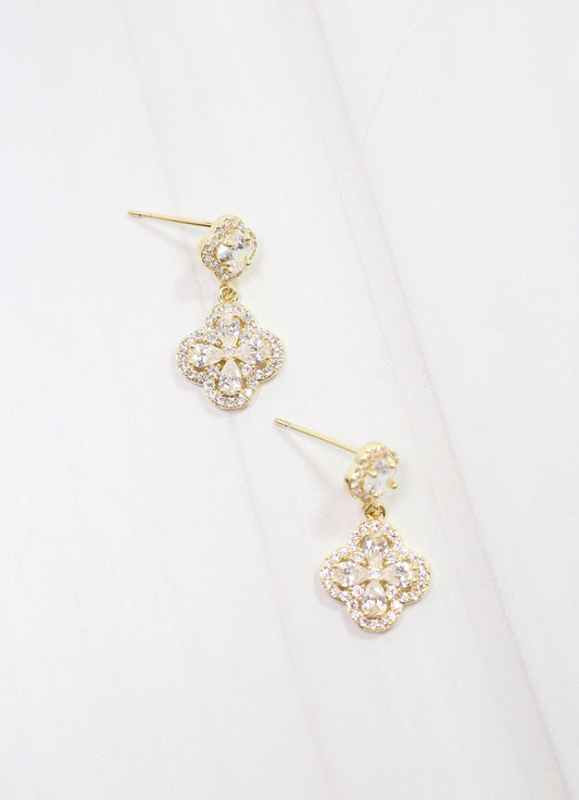 Rohan CZ Clover Drop Earring Clear