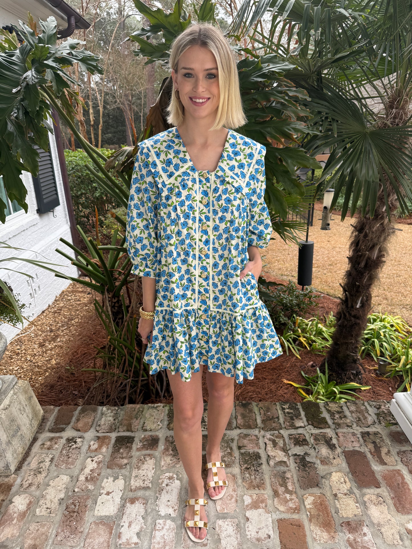 Monica Blue Floral Mini Dress