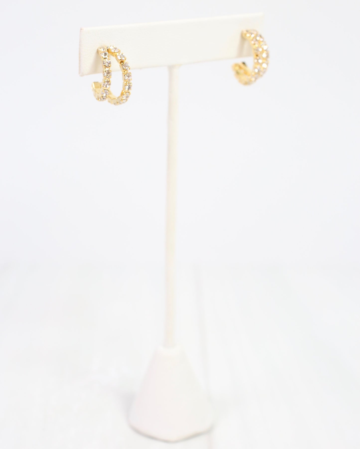 Crystal Rounded Double Hoop Gold