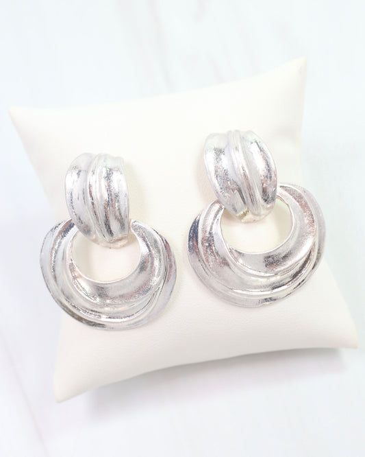 Brodie Circle Drop Earring Worn Silver