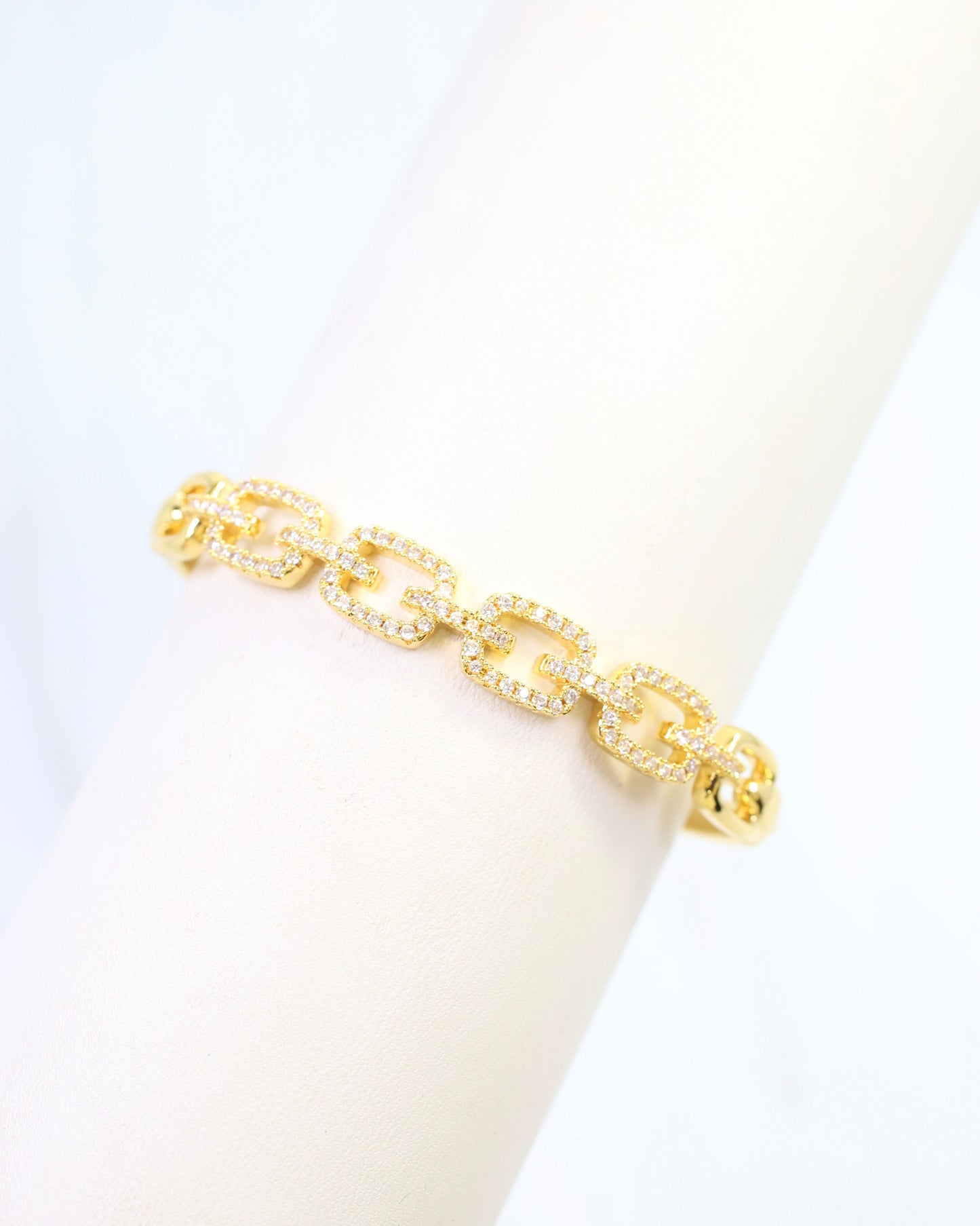 Natasha CZ Square Bangle Bracelet WR Gold