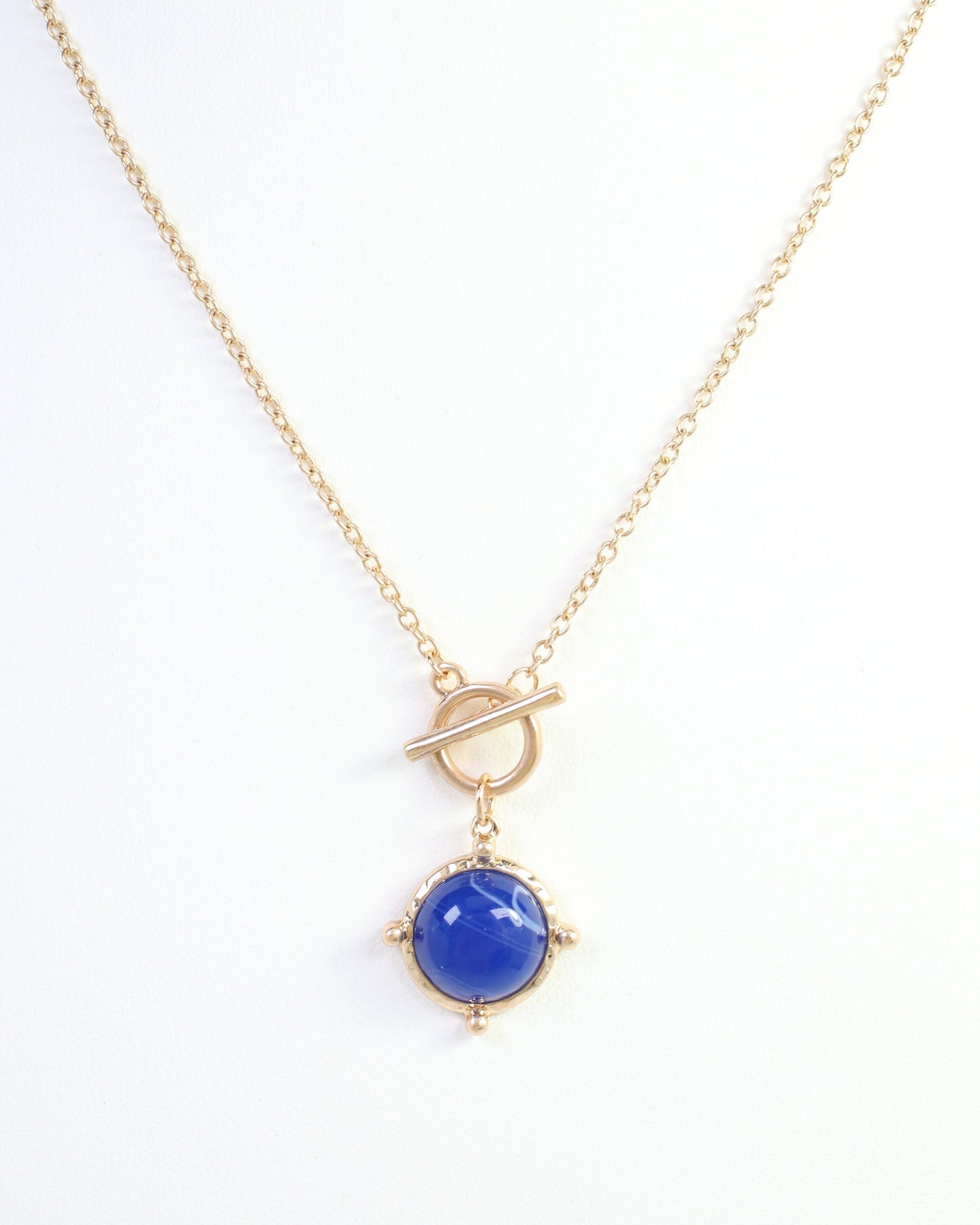Florissant Round Pendant Necklace Blue