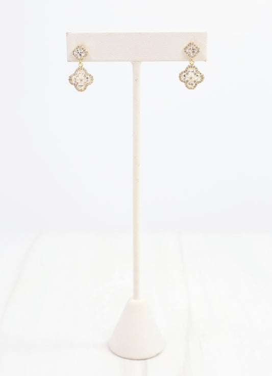 Rohan CZ Clover Drop Earring Clear