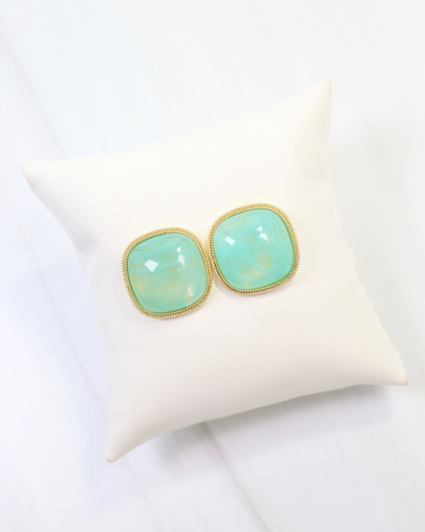 Marnie Gold Lined Post Earring Mint