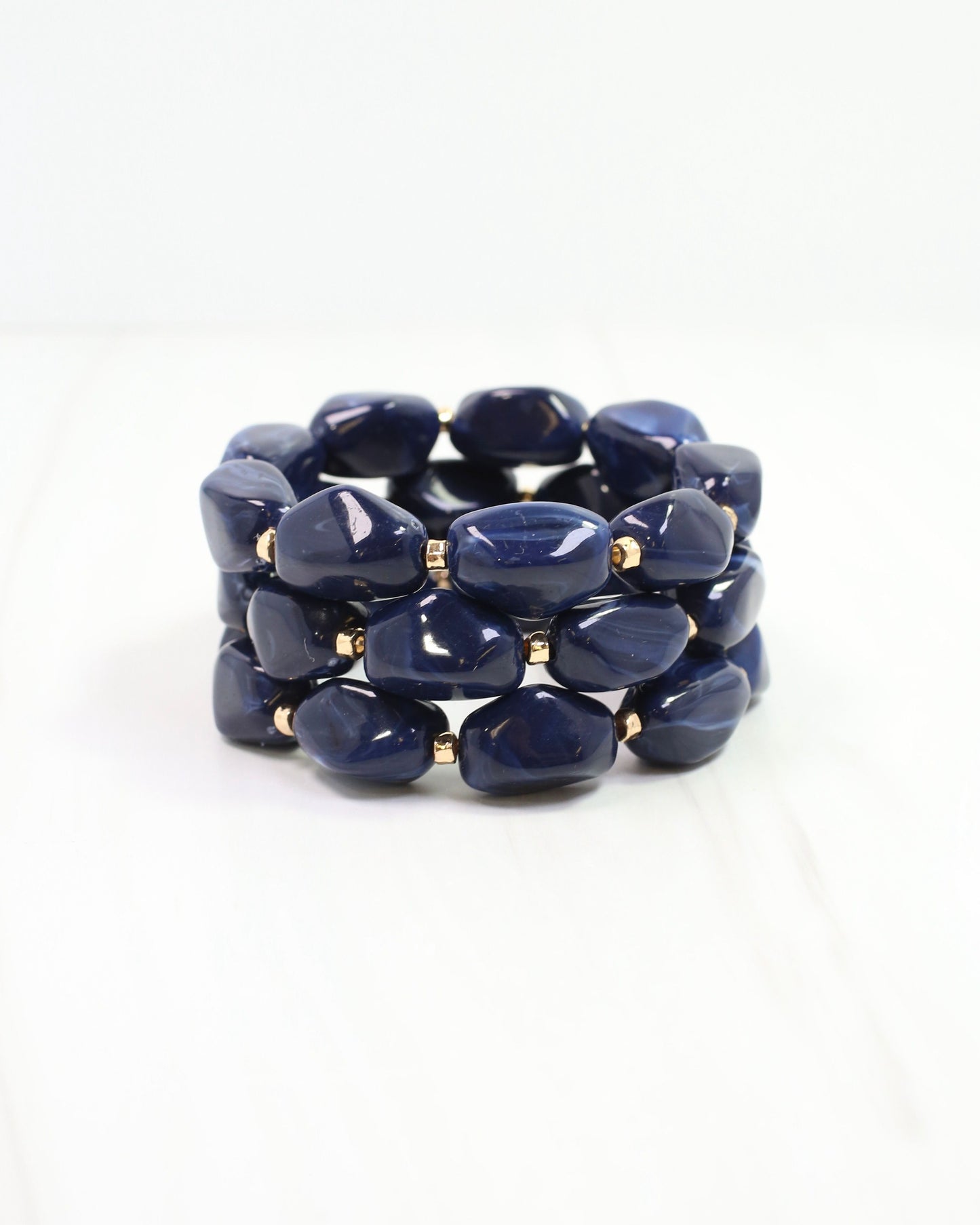 Eimy Beaded Stretch Bracelet Set Navy
