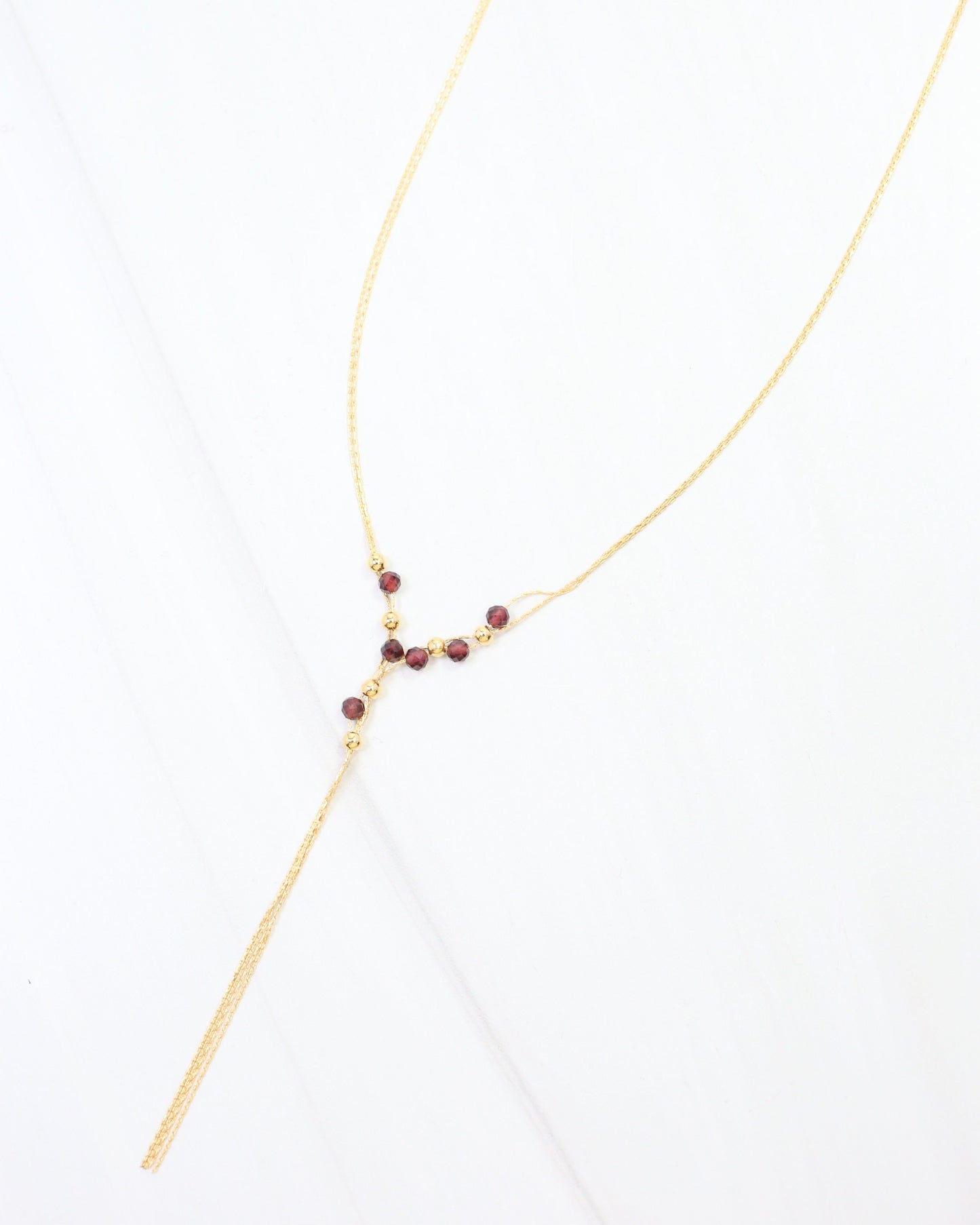 Merida Beaded Tassel Necklace Garnet