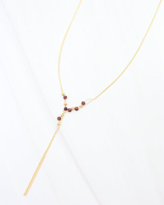 Merida Beaded Tassel Necklace Garnet