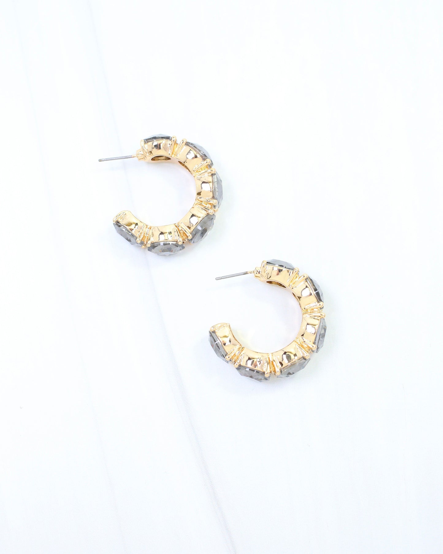 Kadis Crystal Hoop Earring Black Diamond