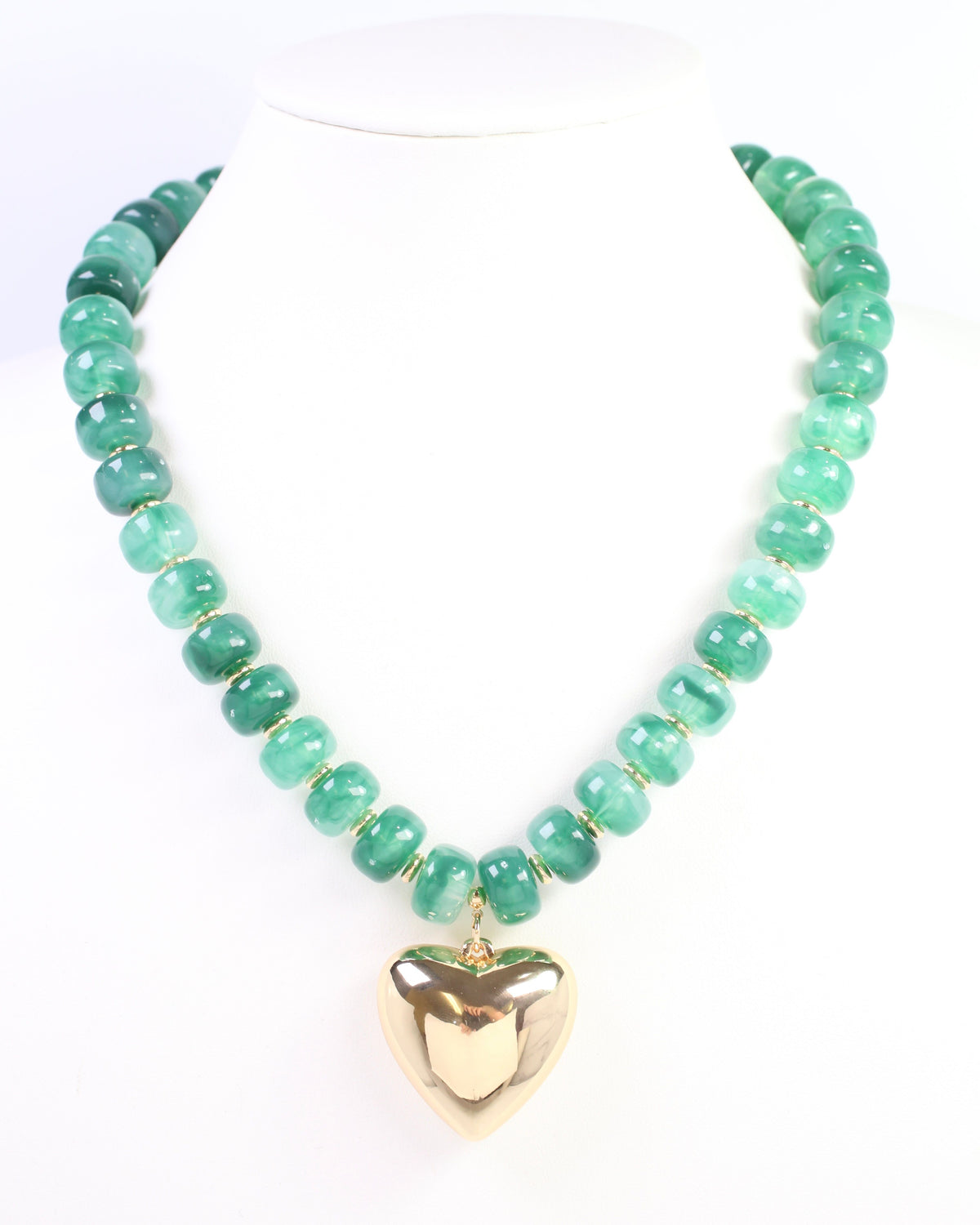 Sabina Beaded Heart Necklace Green
