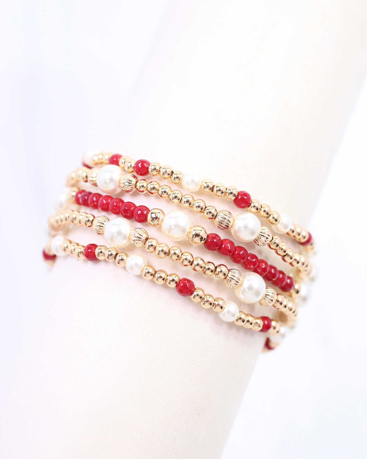 Maneh Beaded Bracelet Set Burgundy