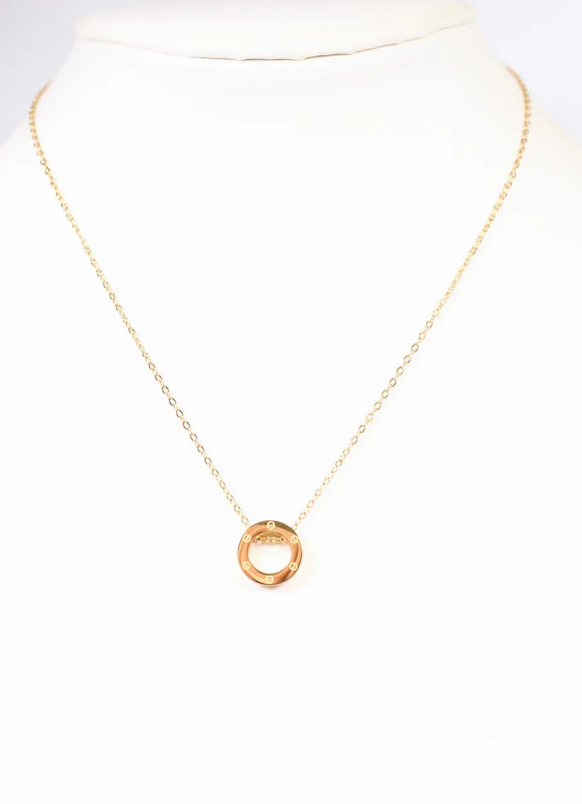 Hendler Circle Charm Necklace Gold