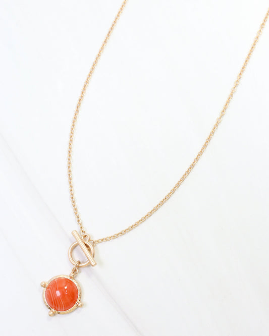 Florissant Round Pendant Necklace Orange